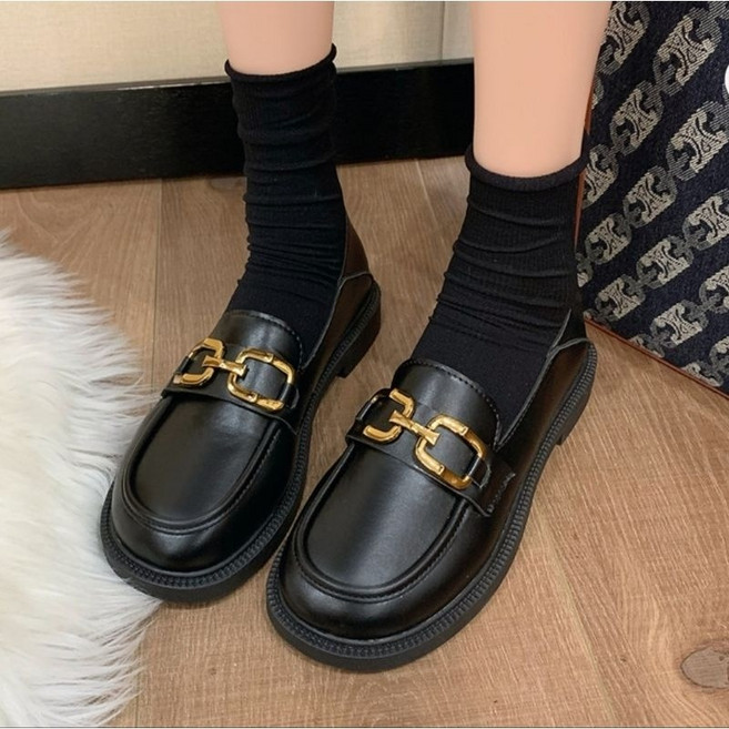 英倫風簡約素面樂福鞋 低跟鞋 學生鞋