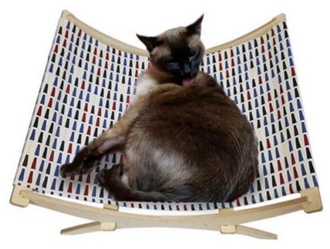 힐링타임 스카이 해먹 블루 패턴 자작나무 캣 해먹, 1개