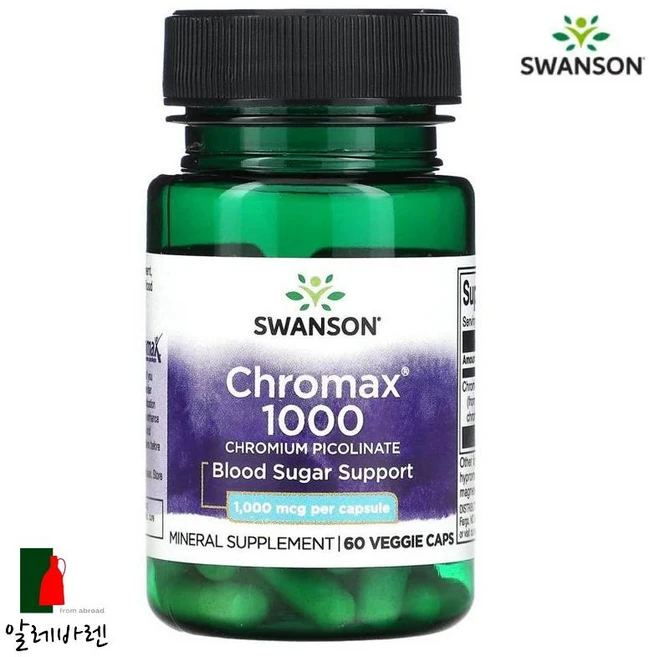 스완슨 Chromax 1000 크로미늄 피콜리네이트 mcg 60 베지캡슐, 1개, 60정 - 쿠팡