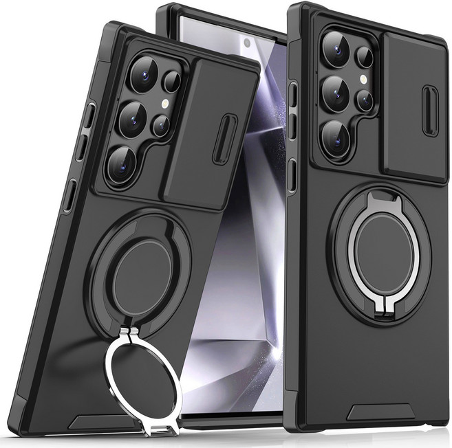 Tonkon 適用於S26ULTRA 磁吸支架手機殼, 1個, 黑色:S21ULTRA（9263）