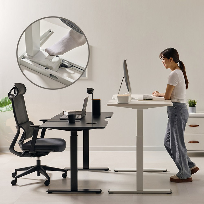 롱코 전동 모션데스크 원목 간편조립 높낮이조절책상 듀얼모터 이지퀵, 블랙, 월넛