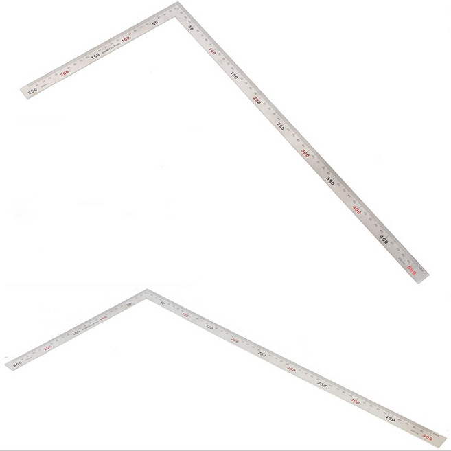 [지니컴퍼니] 스텐 스틸 기억자 30cm 50cm기역자 꺽쇠 직각자 쇠자 철자 알루미늄자 재단자 컷팅자, 50cm, 1개