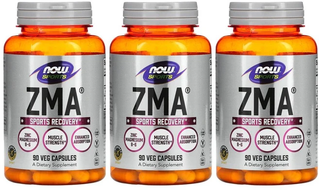 [2+1] Now Foods 나우푸드 스포츠 ZMA 90정 리커버리 비타민 B6 마그네슘 아연 산화마그네슘 산화아연 피리독신 3개 - 쿠팡