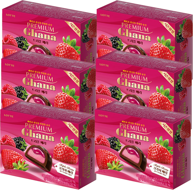 가나 프리미엄 트리플 베리 쉘 초콜릿, 68g, 6개