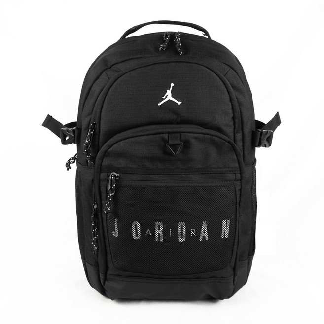 JORDAN 後背包 網布側袋設計, 黑色, 1個