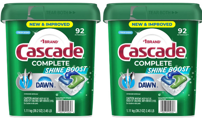 Cascade 캐스케이드 식기세척기 캡슐 컴플리트 92개, 1.11kg, 2개