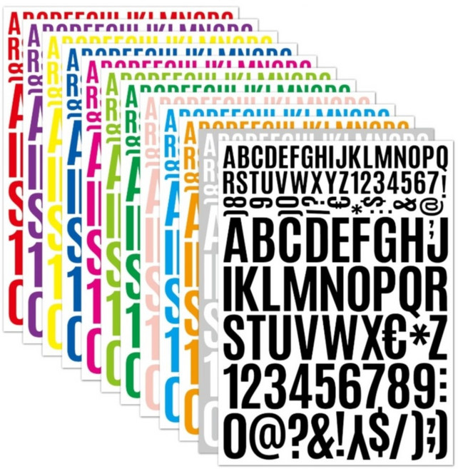 대형 레터링 영어 문자 알파벳 이니셜 숫자 스티커 12컬러 방수 M50393, 1개, 블랙