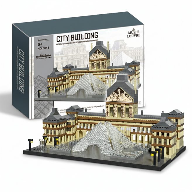서플라이랩 랜드마크 나노블럭 8종 건축물 키덜트, 1개, 6루브르박물관