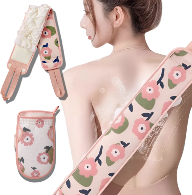 브리본 각질제로 등 샤워타올, 1세트, 1개입, 핑크