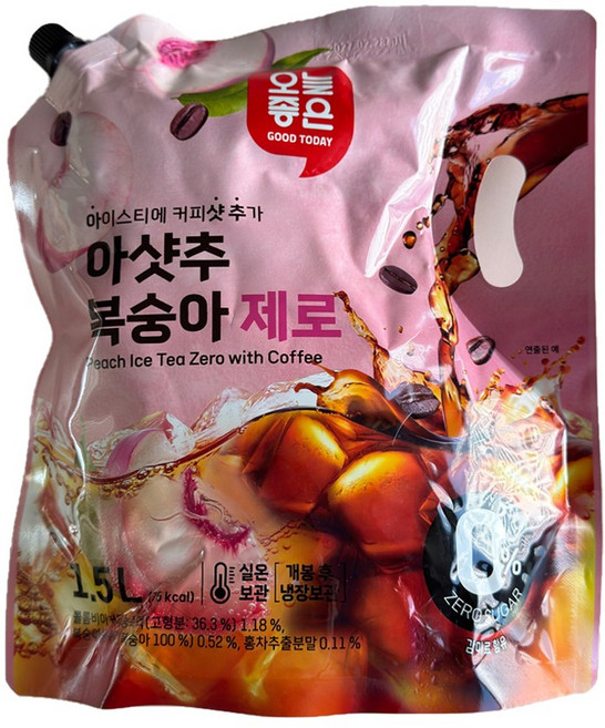 아이스티에 커피 추가 아샷추 복숭아 제로 1.5L, 2개