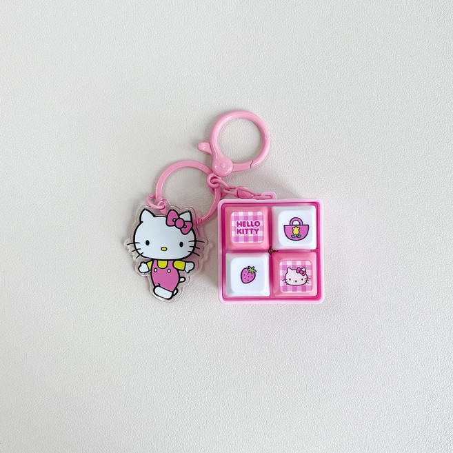 (당일발송)로지도이 엘이디 4구 키캡 키보드 키티 키링, 1개, 핑크