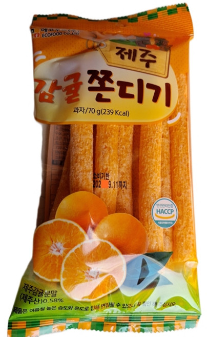 [5개묶음]스윗바이트 제주 감귤 쫀드기 제주도기념품 사무실 부모님 간식 추억의과자, 5개, 70g