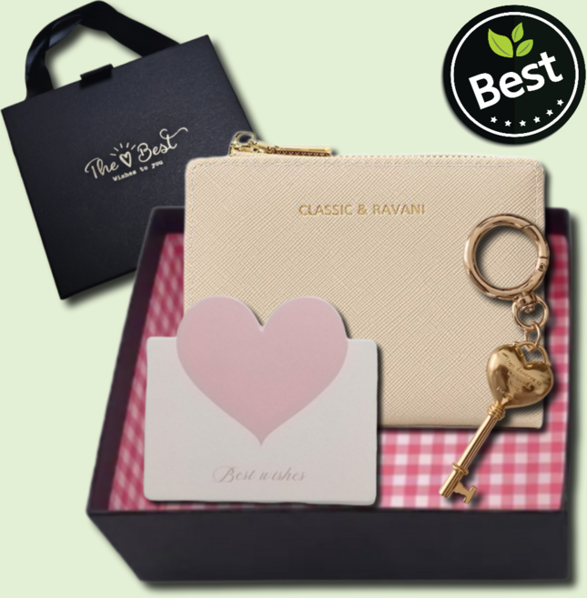 하이하 여성 여학생 사피아노 반지갑 키링 선물 세트