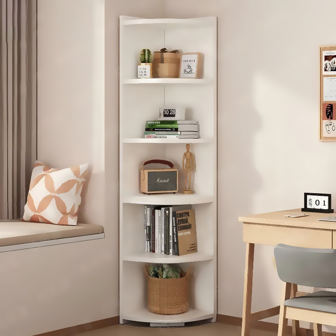 코너 책장 다용도 선반 인테리어 책장, 1개, 흰색