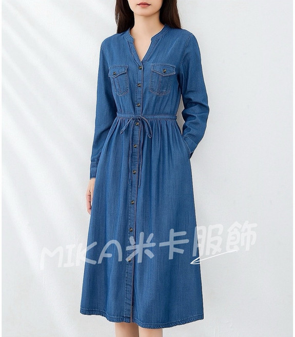MIKA米卡服飾 牛仔長洋裝