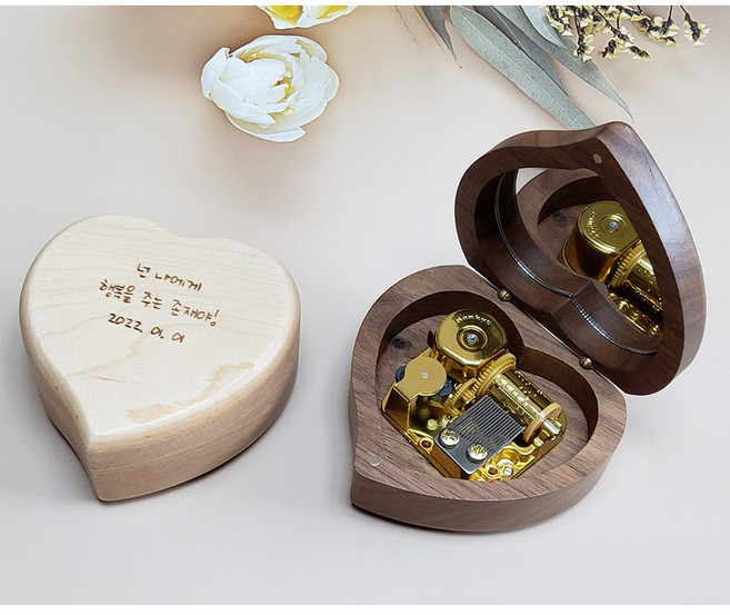 하트 우드 오르골 각인 선물 하울의 움직이는 성 해리포터 센과 치히로 토토로, 1. 하울의 움직이는 성 OST, 다크 브라운, 선물포장없음