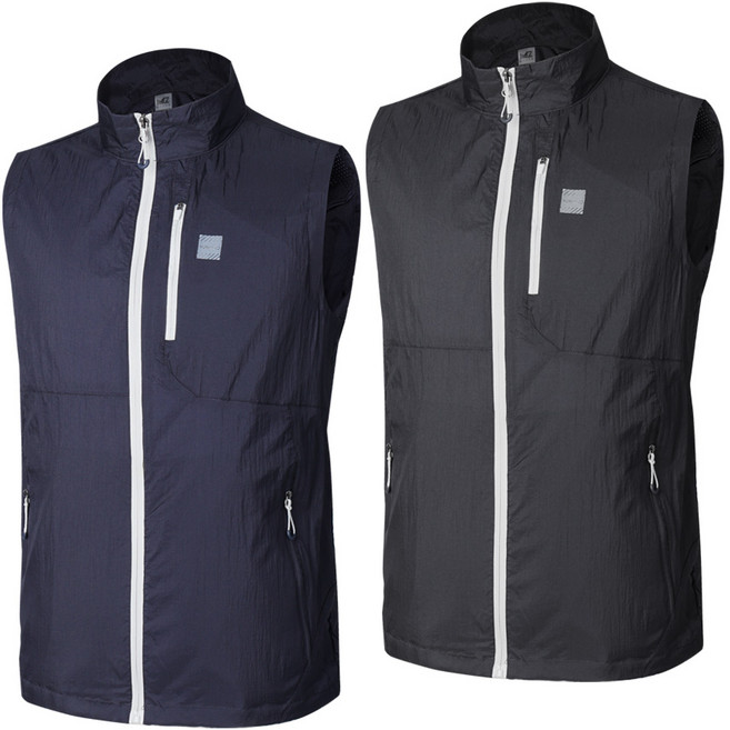 [이지바이] (1+1) 남성 나일론 펀칭 아웃도어 조끼_에어백