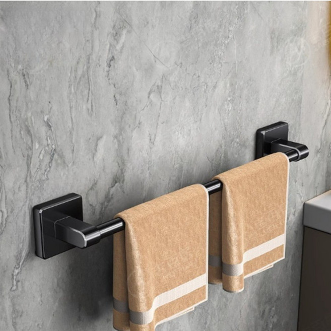 ErrifY 강력한 무타공 접착식 욕실 화장실 수건걸이, 다크블랙, 1개