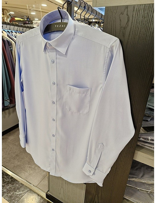 NC불광점 예작 **링클프리 기능성**구김없고 심플한 블루 솔리드 레이온혼방 도비골지 일반핏 긴팔 셔츠 YJ4SBR106BL