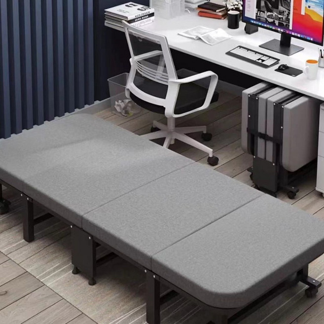 1인용 침대 사무실 낮잠 침대 간이 경량 1초 수납 캠핑 침대 접이식 침대, 블랙80cm