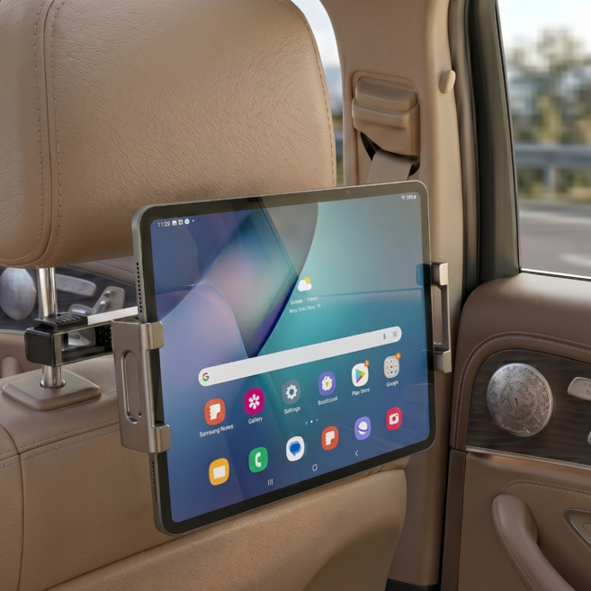 브레텐 뒷좌석 헤드레스트 차량용 태블릿 거치대, 블랙, 1개