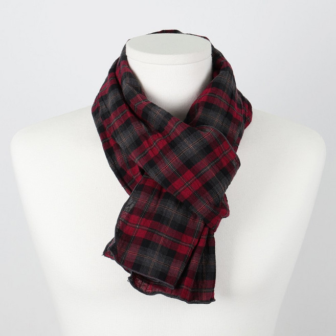 에스랑제이 준체크 남성 목도리 면 머플러