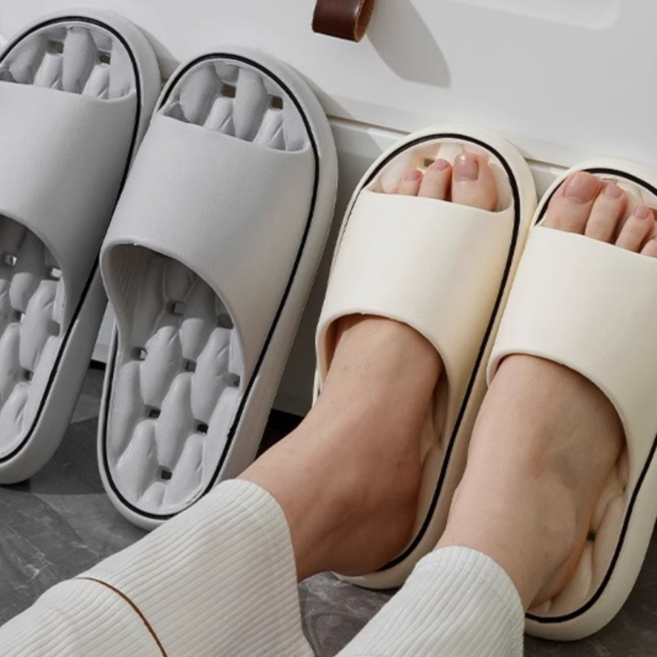 대세스토어 물빠짐 미끄럼방지 커플 욕실화, 1세트, 아이보리 + 그레이