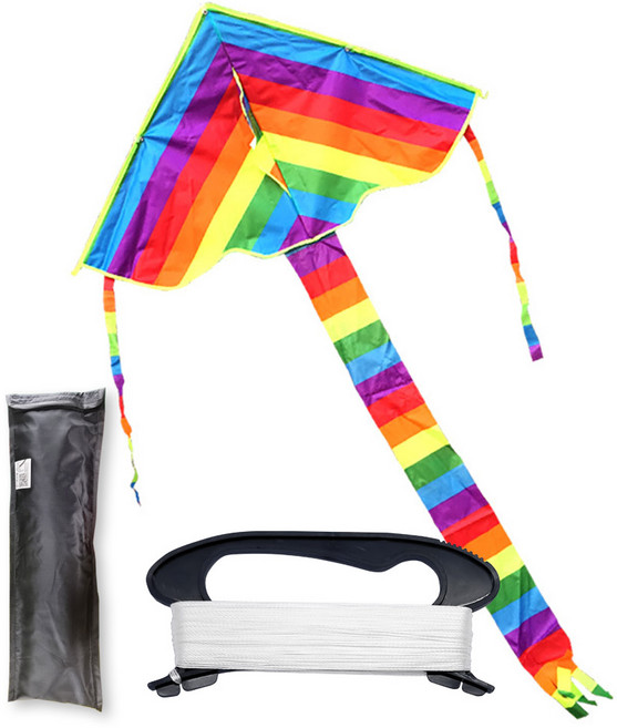 연빠람 컴팩트 무지개연 접이식 초경량, 연+핸들얼레, 1세트