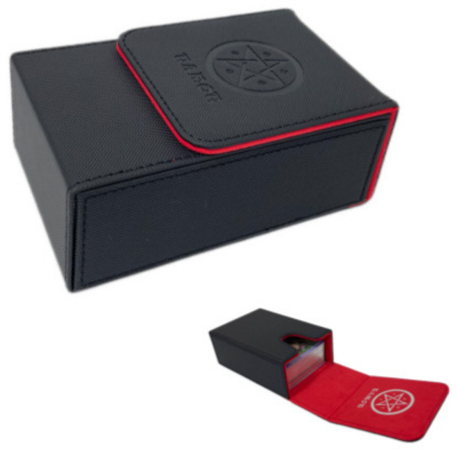 봄밤 PU가죽 타로카드 하드케이스 가죽케이스, 블랙(레드안감), 1개