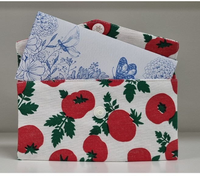 [르블랑-KC01] 부모님 용돈봉투 예단봉투 용돈파우치 속지포함 현금지갑 통장지갑 명절 현금 봉투 패브릭 용돈 파우치 핸드메이드 지갑수제 파우치 세배돈 생일 용돈 선물, 1개, 3.토마토