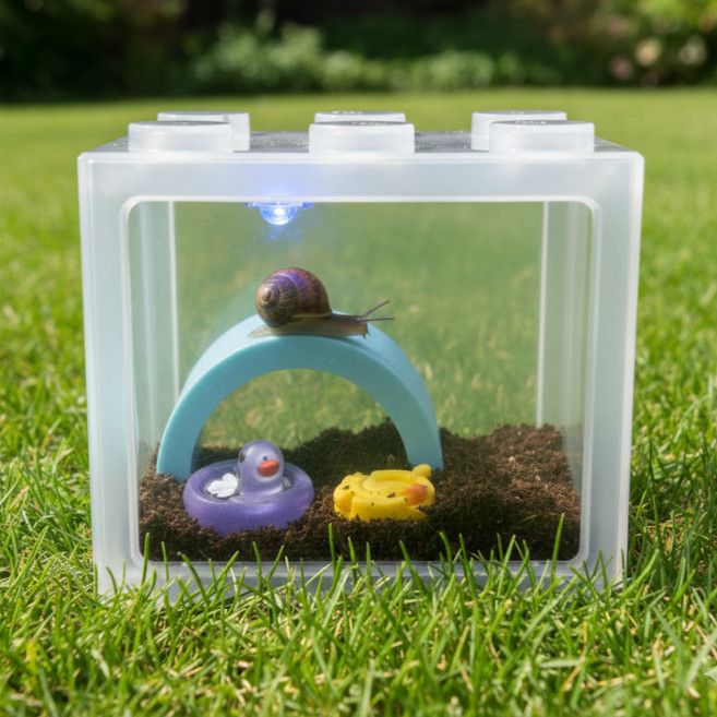 명주 토종 동양달팽이 키우기 블럭 작은달팽이세트 사육통꾸미기, 1개, 작은달팽이세트-흰색