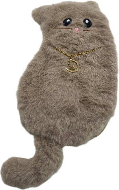 귀여운 고양히 필통 목걸이를 한 고양이 필통, 1개, 브라운