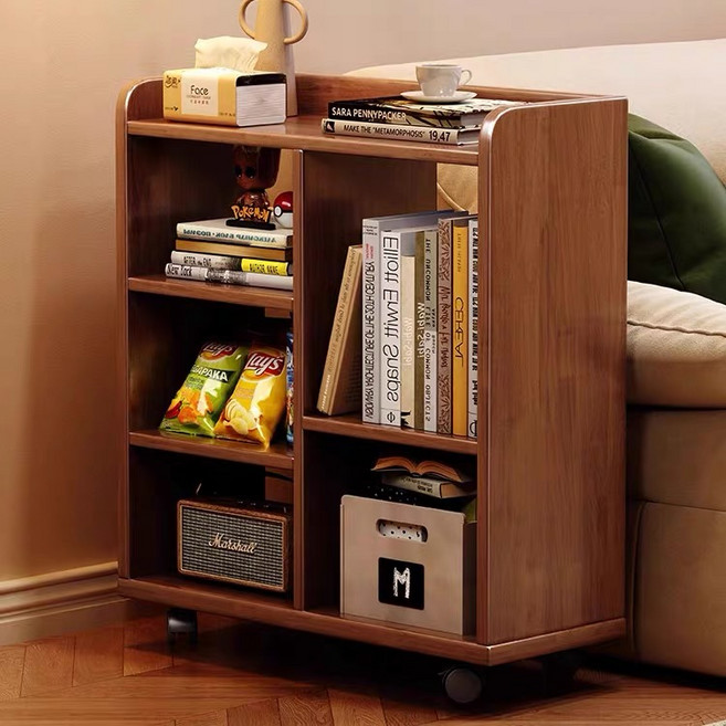 Alemon 다용도 이동식 바퀴형 서랍장 책장 수납선반, 원목색