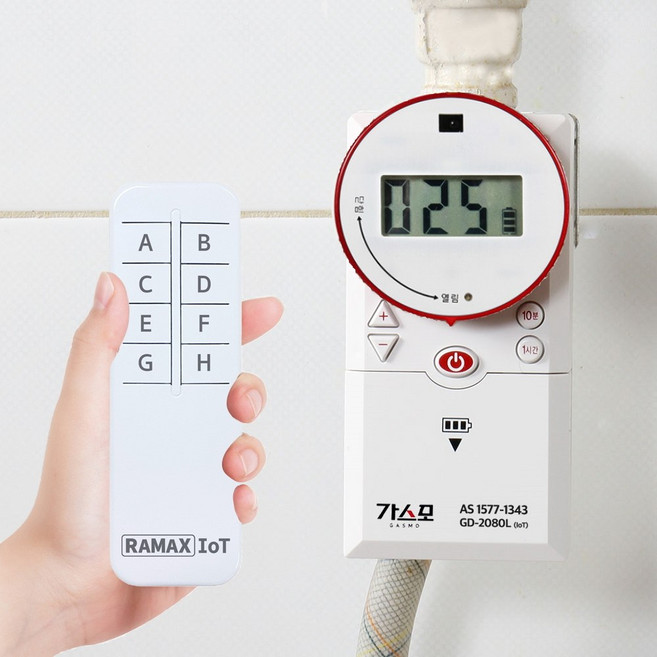가스모 가스차단기 음성형 리모컨제어 가스타이머 GD-2080L, 1개, 화이트