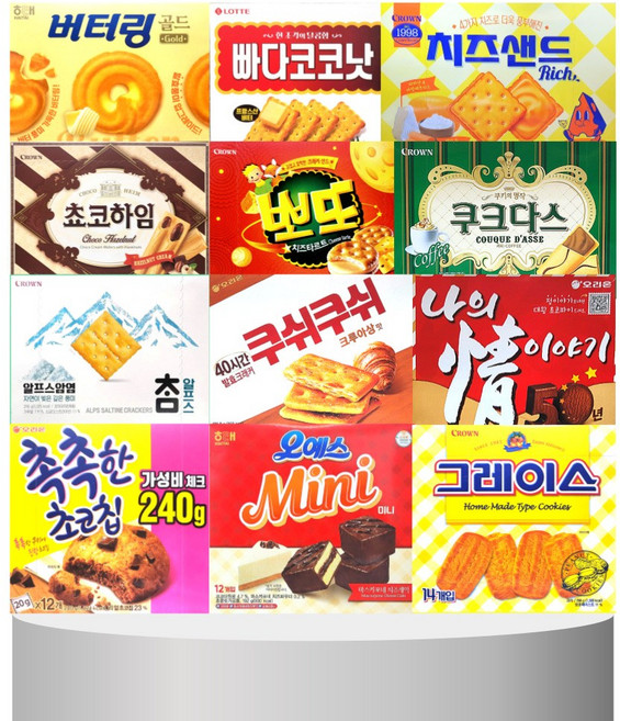 [ 판다네 마켓 ] 과자 12종-J세트 파티 어린이 세미나 학원 펜트리 다과 사무실 행사 탕비실 종합 선물 스낵 간식, 1개