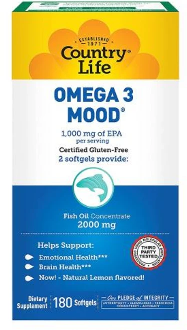 Country Life Omega 3 오메가 Mood 2000mg 180정, 1개 - 쿠팡