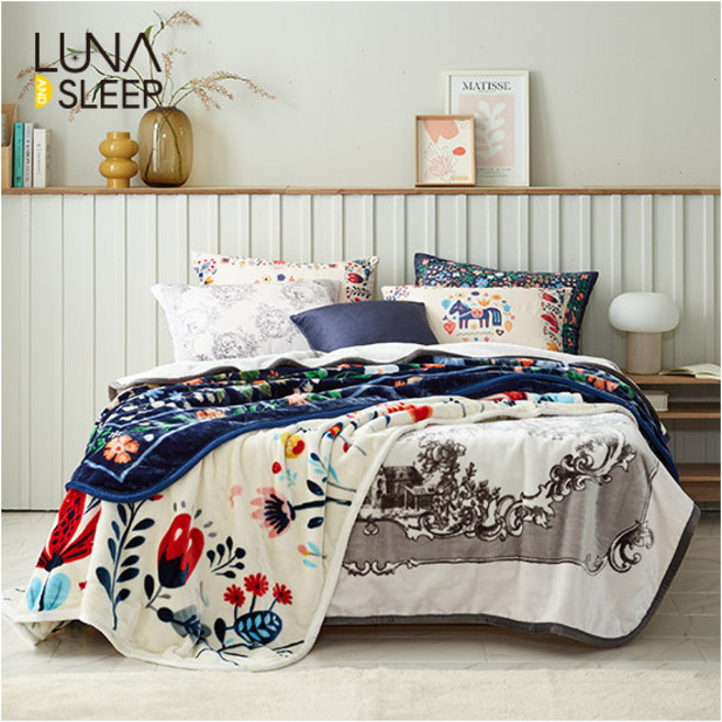 [루나앤슬립] [점보특대형 1+1+1]양면 극세사 이불 겸 블랭킷 3장 세트