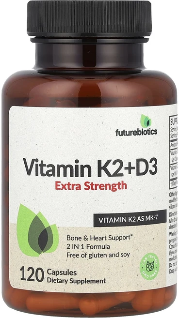 Futurebiotics 비타민K2 + D3 엑스트라 스트렝스 캡슐 120정, Futurebiotics비타민K2D3엑스트라스트렝스캡슐, 1개 - 쿠팡