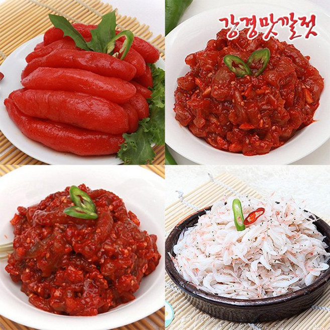 강경젓갈 선물세트 1호 신명란젓+창란젓+인삼낙지젓+함초새우젓 참젓, 250g