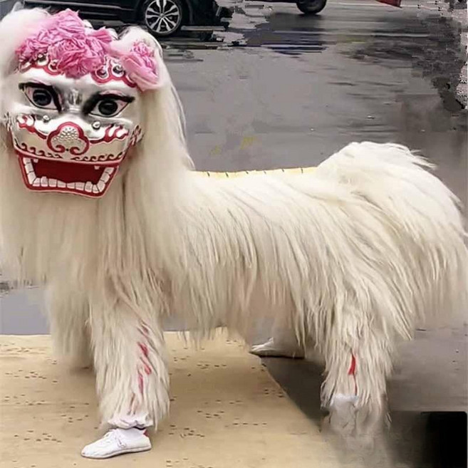 사자 탈춤 인형 백사자 탈 상품 촬영 공연 전신 경극 실버화이트