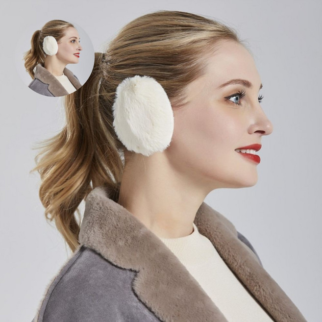 편리한귀마개 분리형 끈없는 딱풀이 똑딱이 토끼털 귀마개 귀도리