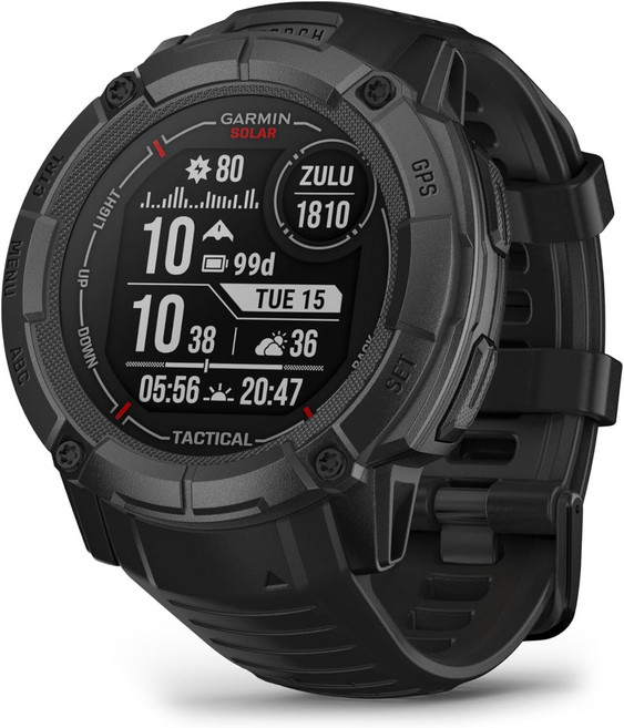 Garmin Instinct 2X Solar 택티컬 에디션 튼튼한 GPS 스마트워치 플래시라이트 탄도 계산기 태양광 충전 기능 블랙 (리퍼비시), 전술 블랙