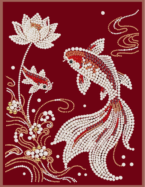 온메이드 DIY 명화 진주드로잉 그림그리기 보석십자수 세트 MD-230, 1개, 02 금붕어