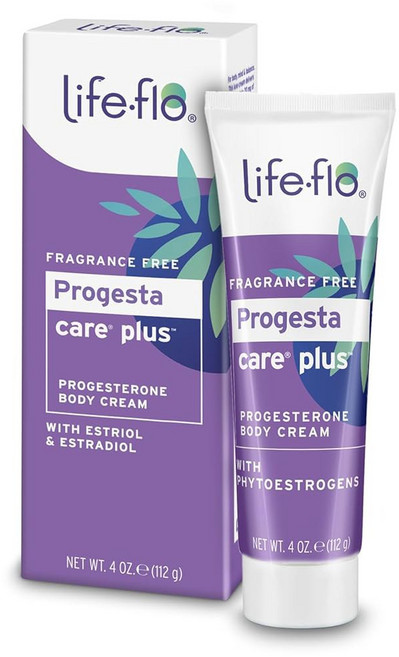 라이프플로 프로게스타 케어 플러스 USP 프로게스테론 및 피토에스트로겐 20mg 함유 여성용 프로게스테론 크림 중년기 여성 건강 균형 유지 무향 파라벤 무첨가 4온스 제공, 1개