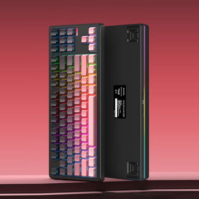 [HL샵]릭스 Riccks RS8 V2 커스텀 기계식 키보드 무선 블루투스 게임전용 키보드, TTC상어축-8000mAh, 블랙핑크