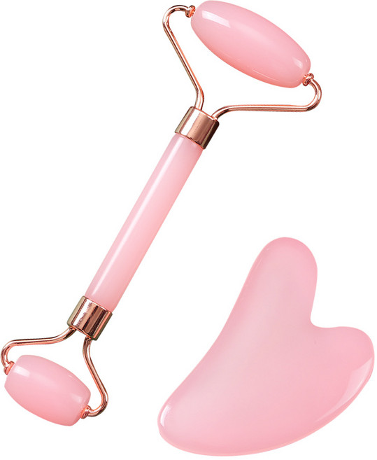 모든 로즈쿼츠 하트 롤러 괄사 세트 셀프 얼굴 마사지 도구, 핑크, 1개