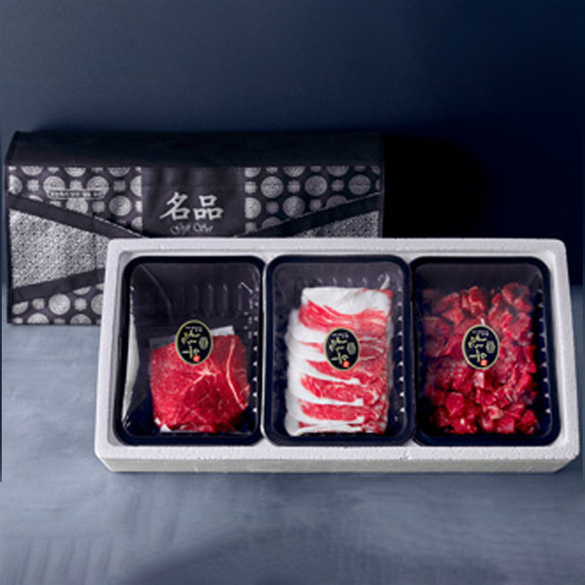1++ 투쁠 최고급 프리미엄 한우선물세트 1kg(산적400g+차돌박이200g+양지국거리400g) 명절선물세트, 1개