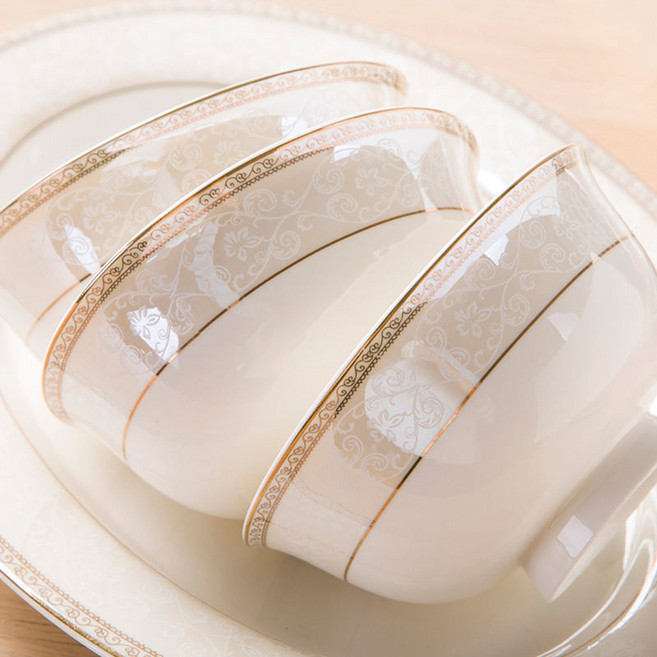 Shiyue Ershi 고급 경덕진 가정용 밥그릇 도자기 그릇 세트 밥그릇 국그릇 *4P, 유형 B - 4.5인치 높이 그릇, 1개