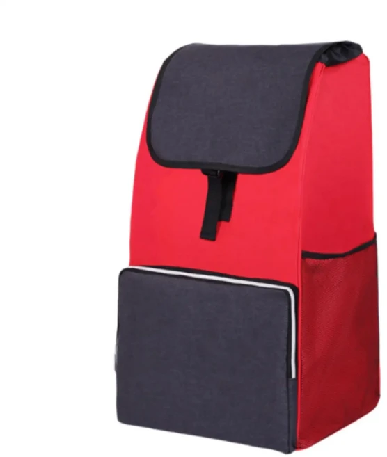 쇼핑 카트 가방 보관 가방 접이식 핸드 트럭 액세서리 앞주머니 포함, 1개, red