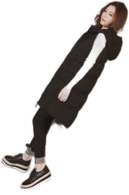 Myshe 여성용 빅사이즈 편안한 조끼 경량 롱 패딩 조끼 ru121GZ5